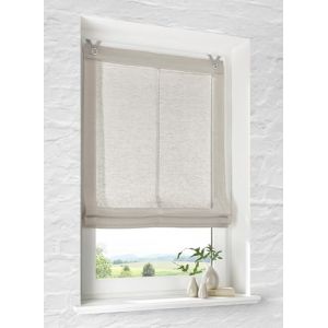 Store bateau avec œillets Brondy Taupe naturel semi-transparent aspect lin - Avec crochets de suspension - Sans perçage - Largeur : 80 cm - Hauteur : 140 cm (Rollos & more, neuf)