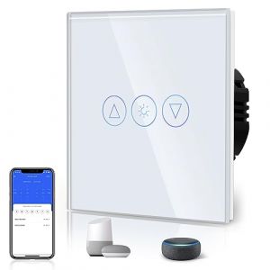 BSEED Interrupteur Tactile Dimmer, Interupteur Intelligent WiFi Variateur avec lumières LED, Nécessite Un Fil Neutre, Interrupteur Mural en Verre, 1 Gang 1 Voie Blanc, Compatible avec Alexa/Google (Bseed-EU, neuf)