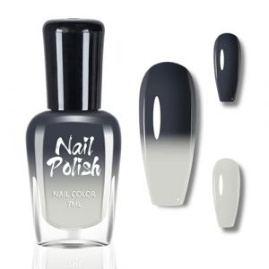 Vernis &agrave; ongles &agrave; changement de couleur - Noir et blanc - Vernis &agrave; ongles &agrave; temp&eacute;rature contr&ocirc;l&eacute;e par la temp&eacute;rature avec effet changement de couleur - 7 ml - S&eacute;chage rapide - Longue dur&eacute;e (MoraNailArtoon, neuf)