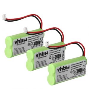 vhbw 3X Batterie Compatible avec Audioline DECT 5015 t&eacute;l&eacute;phone Fixe sans Fil (750mAh, 2,4V, NiMH) Vert - Remplacement pour 08C/CP18NM, BC101276 (ElectroPapa, neuf)