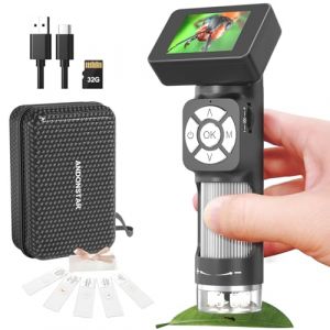 Andonstar AD112 Kit de Microscope de Poche Portable pour Enfants et Adultes avec écran LCD 2", Mini Microscope numérique Portable 500X avec 8 lumières LED réglables, Compatible Windows PC (Andonstar digital microscope, neuf)