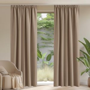 PONY DANCE Rideau Galon Fronceur - Rideau Occultant Thermiques, Draperies Opaque Isolants Lumiere Anti UV Decoration Chambre Maison, 2 Pièces, Cappuccino, L 140 x H 210 cm, 2 PCs (RYB HOME EU, neuf)