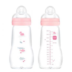 MAM 67036722–2 – Lot de 2 biberons confort en verre 260 ml - pour fille (babywaren24, neuf)