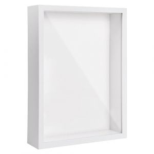Cadre Photo 3D à Remplir, Cadre 3D Profond A4, 22,7 x 31,4cm Cadre Profondeur, Cadre de Boîte D'Ombre, Cadre D'Objet en Bois, Cadre Vitrine Profond pour Photos Fleurs Souvenirs Médailles (Blanc 5CM) (Rapidbok, neuf)