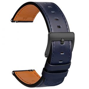 TStrap Bracelet Montre Cuir 22mm - Bracelet de Montre &agrave; D&eacute;gagement Rapide Bleu Doux - Bracelets de Montres de Sport pour Hommes Femmes - Bracelet de Montre Intelligente - 18mm 19mm 20mm 21mm (Loenzo-UK, neuf)