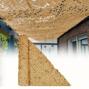 Filet de Camouflage Sable 210D 5X7m Filet Pare-Soleil extérieur pour Protection Solaire Camouflage de Chasse Militaire Jeux à thème décoration de Salle de fête Housse de Voiture (Defend-kit, neuf)