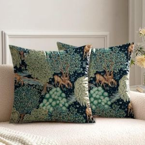 Housse de Coussin 45 x 45 cm William Morris Lot de 2 Canapé Taie d'oreiller Douce pour Maison Salon Chambre Lit Clic Clac (?HUASHUZI?, neuf)