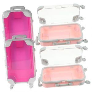 VILLFUL 4 pi&egrave;ces Bo&icirc;te Maquillage Portable Mini Valise Cosm&eacute;tique Rose pour Voyage Trousse Rangement Cosm&eacute;tique Compacte et R&eacute;sistante (WANHALA, neuf)