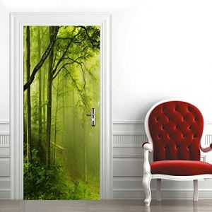A.Monamour Sticker Porte Autocollant Poster De Porte 3D Vert For&ecirc;t Fond Nature Paysage Vinyle Affiche De Porte Sticker Mural Papier Peint Art D&eacute;cor 85 x 200 cm (A.Monamour Boutique, neuf)