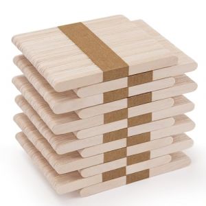 WISYOK 600pcs Bâtonnets de Glace, Batonnet Bois Couleur Naturelle, Bâtons de Glace en Bois, Abaisse Langue Adulte, Bois pour Bricolage patule Bois Epilation, Idéal pour bricoler et décorer - 114x9mm (WISYOK STORE, neuf)