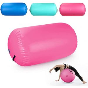 Rouleau de gymnastique gonflable, rouleau &agrave; air gonflable, rouleau de gymnastique, rouleau d'&eacute;quilibre, rouleau de yoga, cylindre en PVC, colonne d'exercice &agrave; la maison (120 x 75 cm, rose) (houndsports, neuf)