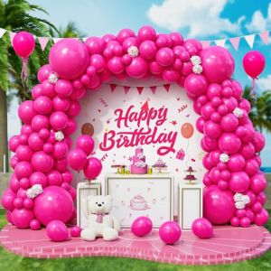 Roxistar 143 pcs Ballons Rose Vif Ballons en Latex Différentes Tailles Kit Guirlande Ballon Rose Foncé Mat Rouge pour Femmes Filles Fêtes d'Anniversaire Baptême Carnaval Mariage Saint Valentin Décor (YANKUADE, neuf)