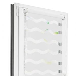 Estika Store Enrouleur Jour Nuit Vague Klemmfix sans per&ccedil;age - 72 x 150 cm - Blanc - Store &agrave; enroulement, Double Tissu, pour fen&ecirc;tres int&eacute;rieures, Tissu en Forme de Vague (Estika, neuf)