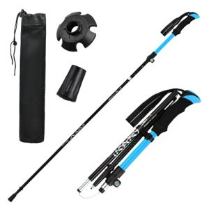 2 Pi&egrave;ces B&acirc;tons de Randonn&eacute;e, Baton de Marche Pliable, B&acirc;ton de Trekking Retractable T&eacute;lescopique, Canne de Marche Ultral&eacute;ger pour Homme, Femme, Alpinisme, Ski, Trekking (R&eacute;glables 113-138cm) (Bleu) (qinsocor, neuf)