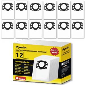 Pymin Lot de 12 Sacs pour K&auml;rcher WD4 WD5 WD5/P WD6/P Premium 2.863-006.0 KFI 487 MV4 MV5 MV6 Sac &agrave; Poussi&egrave;re Aspirateurs K&auml;rcher (UDWJ, neuf)