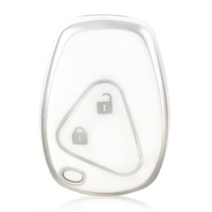 OFF WE GO Etui Cles Coque de Cl&eacute; pour Renault Clio Modus Twingo Kangoo Master Trafic Dacia Logan Sandero Opel Protecteur Cl&eacute; Voiture Couverture Cl&eacute; Accessoire Voiture Cl&eacute; &agrave; T&eacute;l&eacute;commande, Blanc Argent (OFF WE GO, neuf)