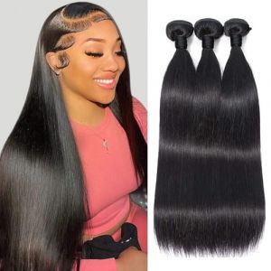 Bundles Human Hair Meche Bresilienne Tissage Naturel Cheveux Humain Meche Tissage Cheveux Humain en lot Couleur Noire Naturelle 20 22 24 Pouces Double Weft (CUUYUN-HAIR, neuf)