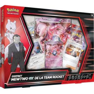 Pok&eacute;mon: Coffret Mewtwo-ex de la Team Rocket du JCC Pokemon (1 Carte Promo Brillante, 1 Carte Grand Format Brillante et 4 boosters) (Maison Ursule France, neuf)