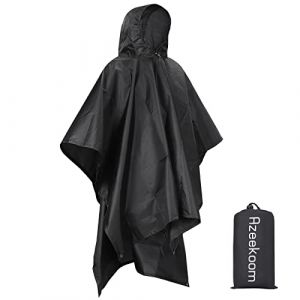 Azeekoom Poncho Pluie Imperméable Cape de Pluie, Poncho/Tapis de Camping/Ombre de Camping Multifonctions 3 en 1 pour la Randonnée en Plein Air (Helien, neuf)