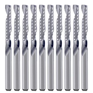 Poignée de 3.175mm, fraise à bout de tête de fraise hélicoïdale à rainure unique, diamètre de coupe de 3.175mm, longueur de coupe de 22mm pour plastique acrylique PVC MDF (EU_HOZLY, neuf)