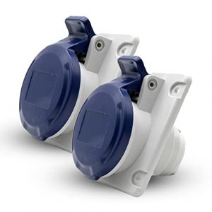 DOJA Industrial | Prise Encastrée Industrielle 16A | Pack 2 | Prise Electrique Femelle | 2 Pôles + Terre | 220V | Etanche IP44 | pour Rallonge Electrique, Camping Car | Usage Intérieur et Exterieur (DOJA Barcelona, neuf)