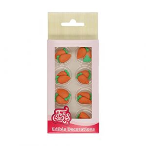 FunCakes Sugar Decorations Carottes: Pr&ecirc;t &agrave; l'emploi pour la d&eacute;coration de g&acirc;teau, parfait pour les cupcakes de P&acirc;ques, les muffins, le g&acirc;teau aux carottes et plus, certifi&eacute; sans gluten, Set / 16 (Univers Cake, neuf)