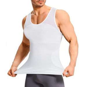 KUMAYES D&eacute;bardeur de Compression Homme Gaine Ventre Plat Homme sous-v&ecirc;tements &Eacute;lasticit&eacute; Musculation Gaine Amincissante (Blanc, S) (Kumayes EU, neuf)