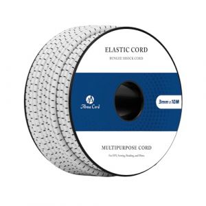 Abma Cord Fils Elastique 3mm x 10m Cordon Elastique Rond Corde Elastique Sandow Elastique Ficelle pour Bracelet, Masques, Collier, Bijoux, Chapeau, Camping - Blanc&Noir (Abma Cord EU, neuf)