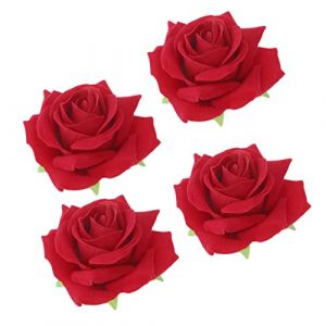 IWOWHERO 4 Pièces épingle à cheveux de simulation de fleur fleurs artificielles épingles à fleurs pinces à cheveux roses broche rose broche fleur en tissu épingle à cheveux fleur rouge (Langeriy, neuf)