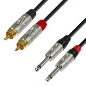 Adam Hall Cables 4 STAR TPC 0600 - Câble Audio REAN 2 x RCA mâle vers 2 x Jack 6,35 mm mono 6 m (prozic, neuf)