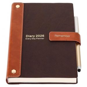 Agenda acad&eacute;mique 2026 une page par jour - Couverture rigide - Agenda semainier mensuel de janvier &agrave; d&eacute;cembre 2026 avec stylo, autocollants et poche int&eacute;rieure - Format A5 - Caf&eacute; 2026 (Creative Life EU Store, neuf)