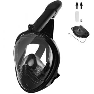 CNMTCCO Masque de plong&eacute;e pour adultes avec support pour cam&eacute;ra, vue panoramique &agrave; 180&deg;, anti-bu&eacute;e, sans CO2, pour la plong&eacute;e en apn&eacute;e (noir, taille L-XL) (KONSTANTINOU ANTONIOS, neuf)