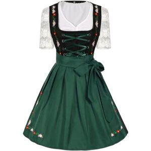MOVAWAKY Tenue Bavaroise, Costume F&ecirc;te de la Bi&egrave;re Femme - Robe Longue avec Tablier Int&eacute;gr&eacute; - D&eacute;guisement Oktoberfest et Halloween pour Adultes (MOVAWAKY, neuf)