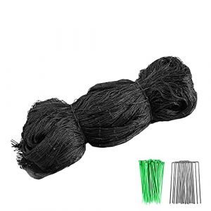 Filet Anti Oiseaux 7.5 x 15 m, GROOFOO Filet Protection Oiseaux, Jardin Filet Arbre Fruitier avec 10 Pcs Piquets de Jardin et 30 Pcs Attaches de C&acirc;ble pour Plante, Arbre, Fruit, L&eacute;gume, &Eacute;tang - Noir (GROOFOO Mall, neuf)