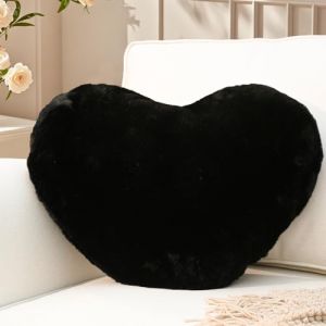 Yhoelata Coussin Coeur Saint Valentin, Coussin en Forme de Coeur Noir, Oreiller Coeur Coussin Décoratif en Peluche, Coussin Canape Convient pour Les Salon lit Chambre d'enfant, 38x48 cm (Yhoelata, neuf)