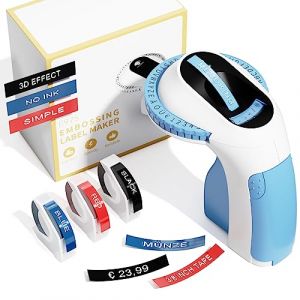Memoking 3D &Eacute;tiqueteuse de gaufrage avec 3 Rubans d'&eacute;tiquettes E975 Embossed Label Printer Machine, Labelling Machine, pour la Maison, Le Bricolage et Les travaux manuels, Cadeaux (&pound;/&euro;, &Auml;, &Ouml;, &Uuml;) (Memoking-FR, neuf)