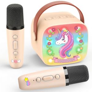 Dislocati Kit karaok&eacute; avec 2 microphones Bluetooth pour enfants licorne cadeau fille 3-12 ans machine &agrave; karaok&eacute; micro jouet pour enfants de 3 &agrave; 12 ans (L'Univers Jeux, neuf)