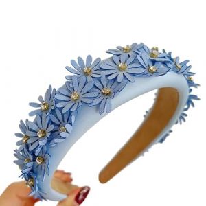 Serre-tête en tissu antidérapant avec motif tête de mort pour femme avec strass et fleurs (Wanfor, neuf)
