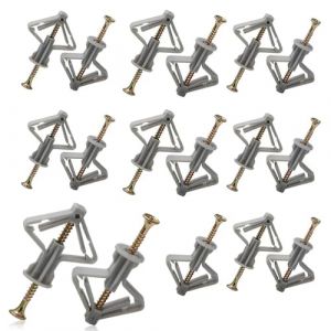 60 PCS Cheville Brique Creuse - Chevilles avec Vis pour Plaques de Plâtre - Fixations Murales Solides et Durables - Idéal pour Décorations, Rideaux, Lampes et Plus (Qi Yang Sarl Forshop, neuf)