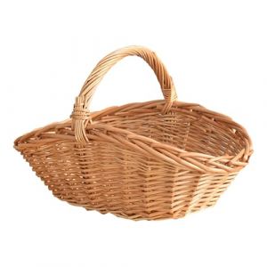 Panier En Osier Avec Anse,Panier Pique Nique Enfant 25x30 cm Panier Picnic en Fleurs pour Pâques, Bonbons, Rangement de Jouets de Fruits et Légumes (B) (DaPongZhi, neuf)