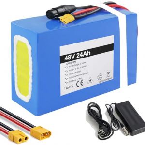 Batterie 48Volt 24Ah au Lithium pour vélo électrique, Trottinette électrique, Moto électrique, Fauteuil Roulant électrique de 250 W 500W 750W 1000W 1500W (48V 24Ah 0-1500W) (Bafang Cycling(1 mois de retour gratuit), neuf)