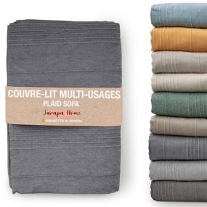 Jarapa Home Made with love Couvre-lit Multi-Usages Plaid Canape Couvre-Lits Blancs, Housse de Canap&eacute; R&eacute;sistant et de Qualit&eacute; Fabriqu&eacute; en Espagne. Couvre-lit 150 Moderne (Gris Fonc&eacute;, 230 x 280 cm) (Jarapa Home, neuf)