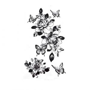 Nouveaux autocollants de corps de tatouage de fleur v&eacute;g&eacute;tarienne noir et blanc imperm&eacute;able femelle durable belles fleurs esth&eacute;tique ancienne niche de vent senior petit frais (CHJWEIHHERT, neuf)