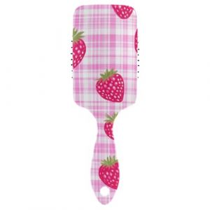 Brosse &agrave; cheveux respectueuse de la fraise rouge &agrave; carreaux pour cuir chevelu &eacute;pais, brosse de massage pour cheveux longs avec poign&eacute;e ergonomique cepillo para pelo rizado (ChangZeFT, neuf)
