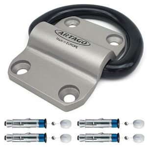 ARTAGO 60 Ancrage S&eacute;curit&eacute; Sol/Mur, Haut de Gamme, Anneau XXL Basculant &oslash;20mm, Acier R&eacute;sistance Maximale et Boulons Plus Profondes Blind&eacute;es, Ancre Fixation pour Cha&icirc;ne Antivol Moto Garage Parking (AXEKIP-motorax, neuf)
