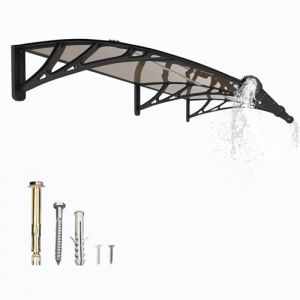 GUANSU-CN Auvent de Porte d'entr&eacute;e, 200x80 cm Toit Marquise Ext&eacute;rieur en Polycarbonate, Abri Anti-Pluie et Anti-UV pour Terrasse & Balcon (Guansu-CN, neuf)