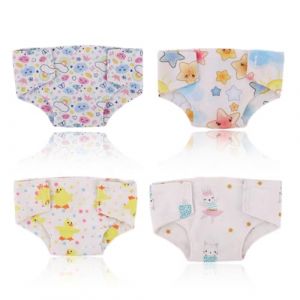 NHPY Lot de 4 couches de poup&eacute;e pour poup&eacute;e de b&eacute;b&eacute; - Accessoires pour poup&eacute;es de 30 &agrave; 45 cm - Couches pour b&eacute;b&eacute; de 43 cm - R&eacute;utilisables (4 formes) (sous-v&ecirc;tements) (NHPY, neuf)