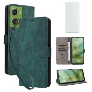IUQXU Coque pour Motorola Moto G06/Moto G06 Power avec Verre Tremp&eacute; &Eacute;tuis &agrave; Rabat et Folios [Blocage RFID] Porte-Cartes Etui Portefeuille Cuir pour Motorola G06Power G o6 Power Moto Go6 Vert (IUQXU, neuf)
