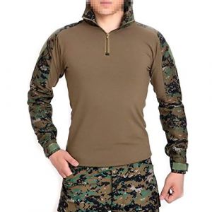 Hommes BDU tournage Combat Manche Longue Camo Chemise avec Coudières Digital Woodland Aor2 pour tactique militaire Armée Airsoft Paintball moyen AOR2 (Kecrotac, neuf)