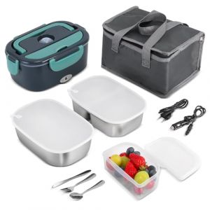 Lunch Box Chauffante Gamelle 80W 1.5L Boite Repas Allume Cigare Electrique 12V/24V/220V Camion Tuperwear Réchauffe Plat Chauffe Voiture Bento Rapide Heat Thermos qui Garde Chaud Heatbox Micro Onde (hai nan hui jun ke ji you xian gong si, neuf)